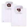 The Canterbury Self Stripe Mens White Shirt, Business Formal Dress Office Wedding, Single & Double Cuff Option. (Discontinued Style) - Thumbnail Image 4