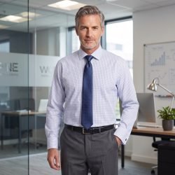 The Hampton Check Shirt, Mens Formal Dress Shirts For Office Business, Wedding Suit & Casual. Long Sleeve, Single or Double Cuff. Blue. (Discontinued Style, Very Limited Stocks, On Sale Great Buy)