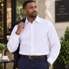 The Canterbury Self Stripe Mens White Shirt, Business Formal Dress Office Wedding, Single & Double Cuff Option. (Discontinued Style) - Thumbnail Image 1