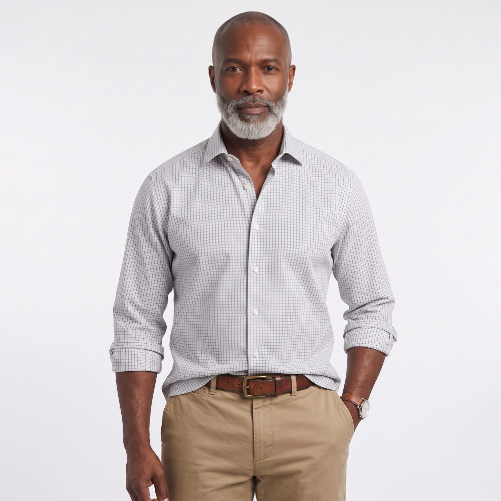 The Hampton Check Shirt, Mens Formal Dress Shirts For Office Business, Wedding Suit & Casual. Long Sleeve, Single or Double Cuff. Grey. (Discontinued Style, Very Limited Stocks, On Sale Great Buy) - Image 2