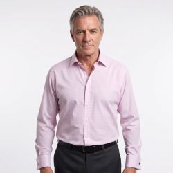 The Hampton Check Shirt, Mens Formal Dress Shirts For Office Business, Wedding Suit & Casual. Long Sleeve, Single or Double Cuff. Pink. (Discontinued Style, Very Limited Stocks, On Sale Great Buy)