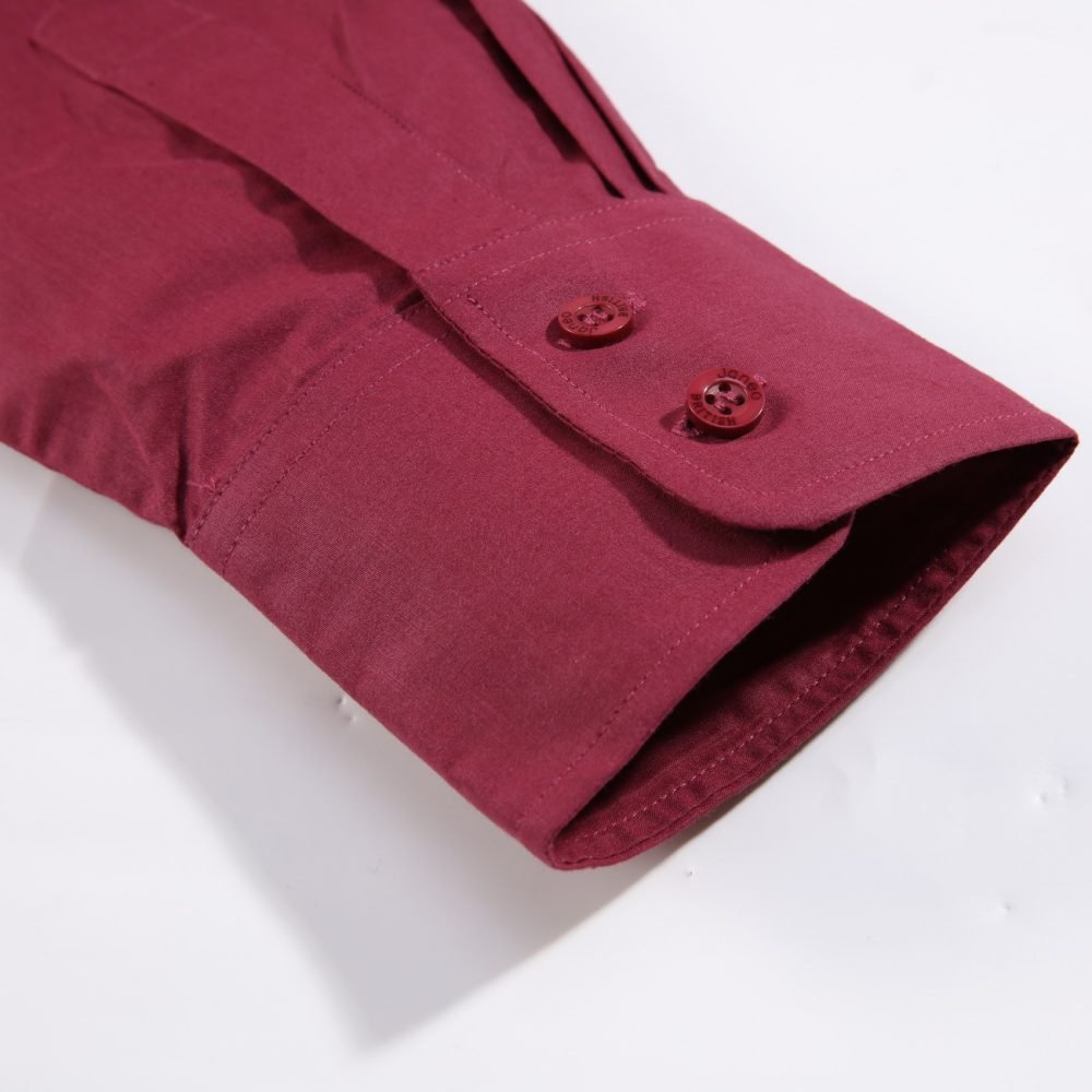 The London Plain Mens Shirt, Regular Fit, Classic Formal Dress Wear, Single & Double Cuff Option, Burgundy - Image 8