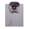 The London Plain Mens Shirt, Regular Fit, Classic Formal Dress Wear, Single & Double Cuff Option, Light Grey - Thumbnail Image 6