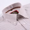 Sand - Mens Long Sleeve Stripe Oxford Shirt. The Kensington Button Down Collar & Pocket. Authentic Oxford Fabric - Thumbnail Image 7