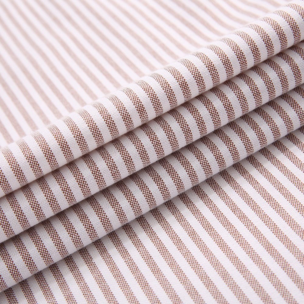 Sand - Mens Long Sleeve Stripe Oxford Shirt. The Kensington Button Down Collar & Pocket. Authentic Oxford Fabric - Image 10