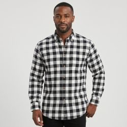 Mens Tartan Check Shirts Lumberjack Flannel Style by Janeo British Apparel. Black White Rebel