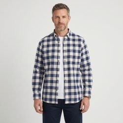 Mens Tartan Check Shirts Lumberjack Flannel Style by Janeo British Apparel. Moody Blues Navy
