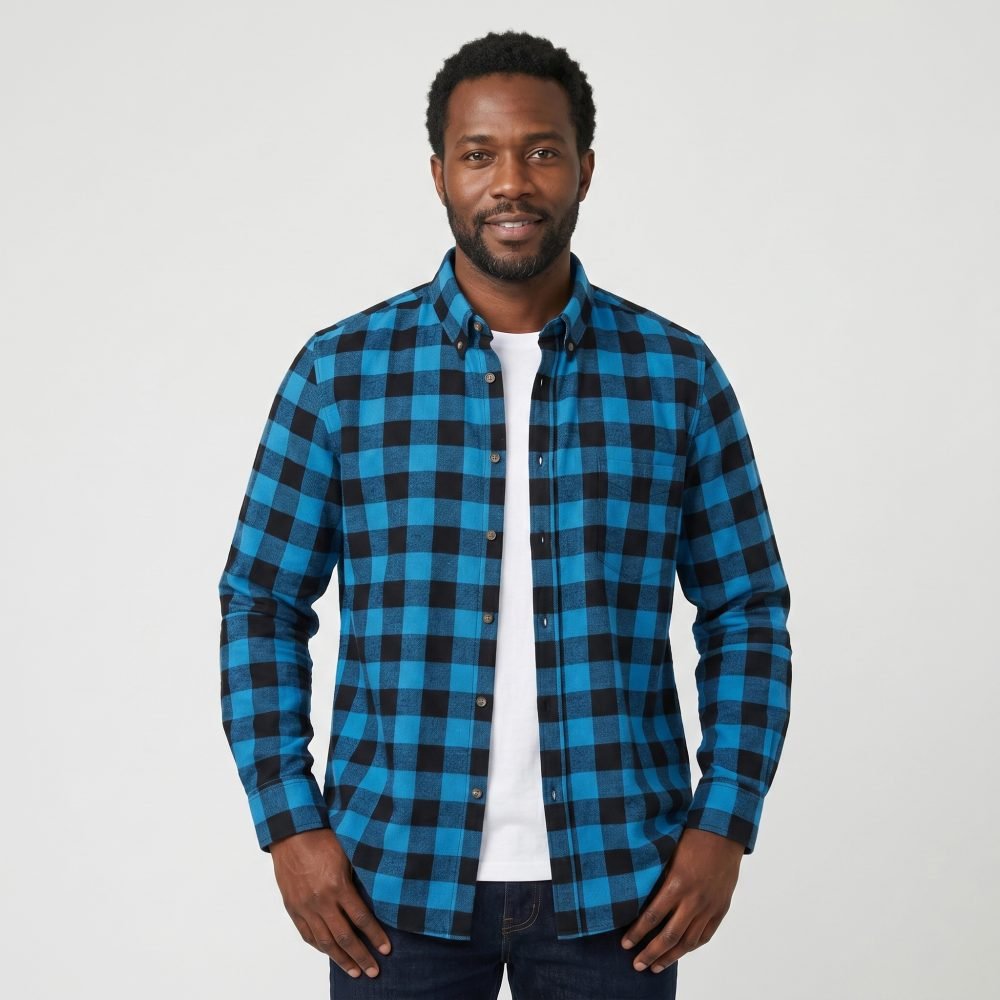 Mens Tartan Check Shirts Lumberjack Flannel Style by Janeo British Apparel. Bring Back My Turquoise - Image 1