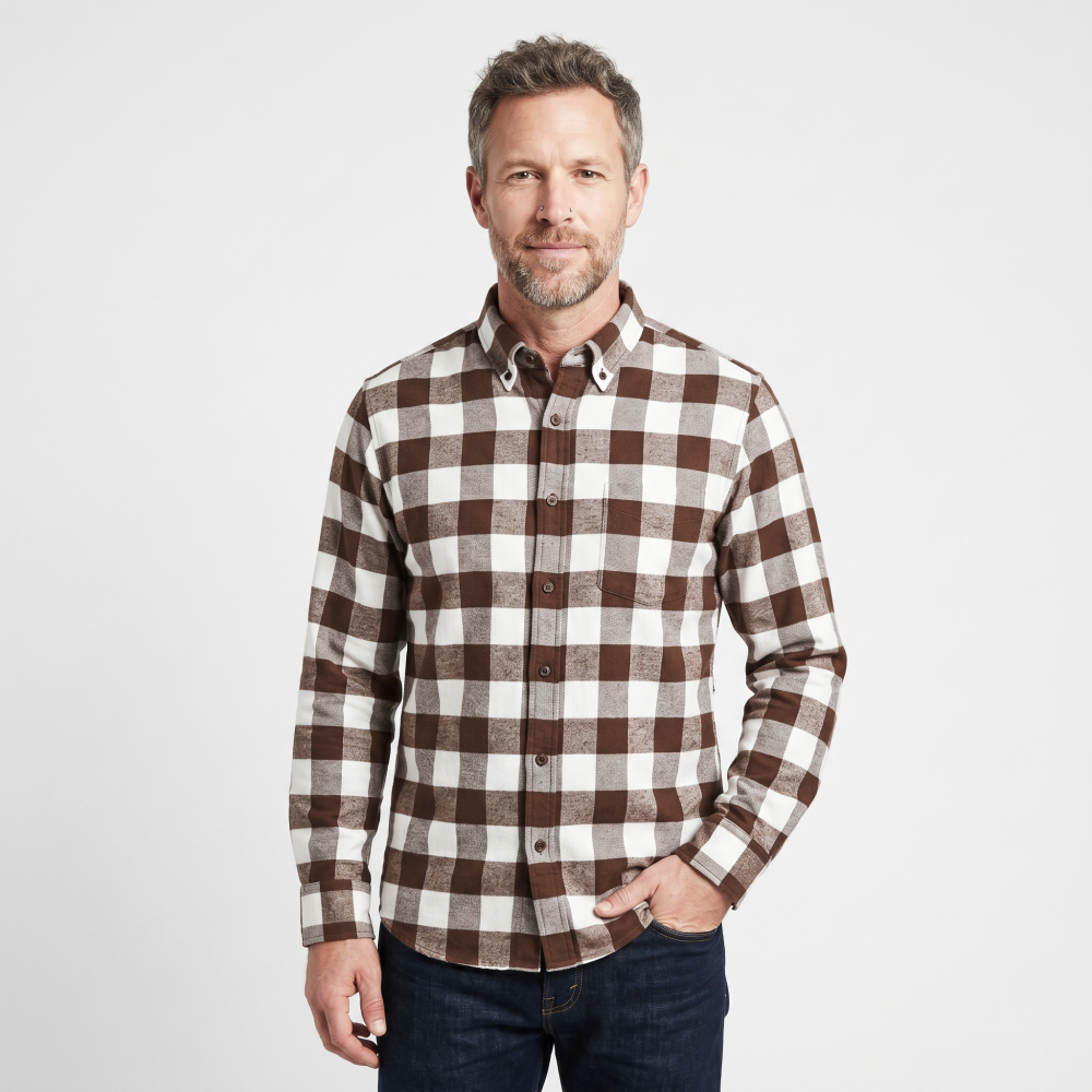 Mens Tartan Check Shirts Lumberjack Flannel Style by Janeo British Apparel. Brownstone Bobby - Image 1