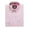 Crayo'ola Red - Mens Long Sleeve Stripe Oxford Shirt. The Kensington Button Down Collar & Pocket. Authentic Oxford Fabric - Thumbnail Image 6