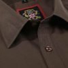 Mens Plain Formal Dress Shirts for Office Business, Wedding Suit & Casual, Long Sleeve, Janeo British Apparel. English Chocolate Brown. (Discontinued Style, Very Limited Stocks, On Sale Great Buy) - Thumbnail Image 3