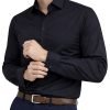 The London Plain Mens Shirt, Regular Fit, Classic Formal Dress Wear, Single & Double Cuff Option, Black - Thumbnail Image 1