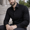 The London Plain Mens Shirt, Regular Fit, Classic Formal Dress Wear, Single & Double Cuff Option, Black - Thumbnail Image 3