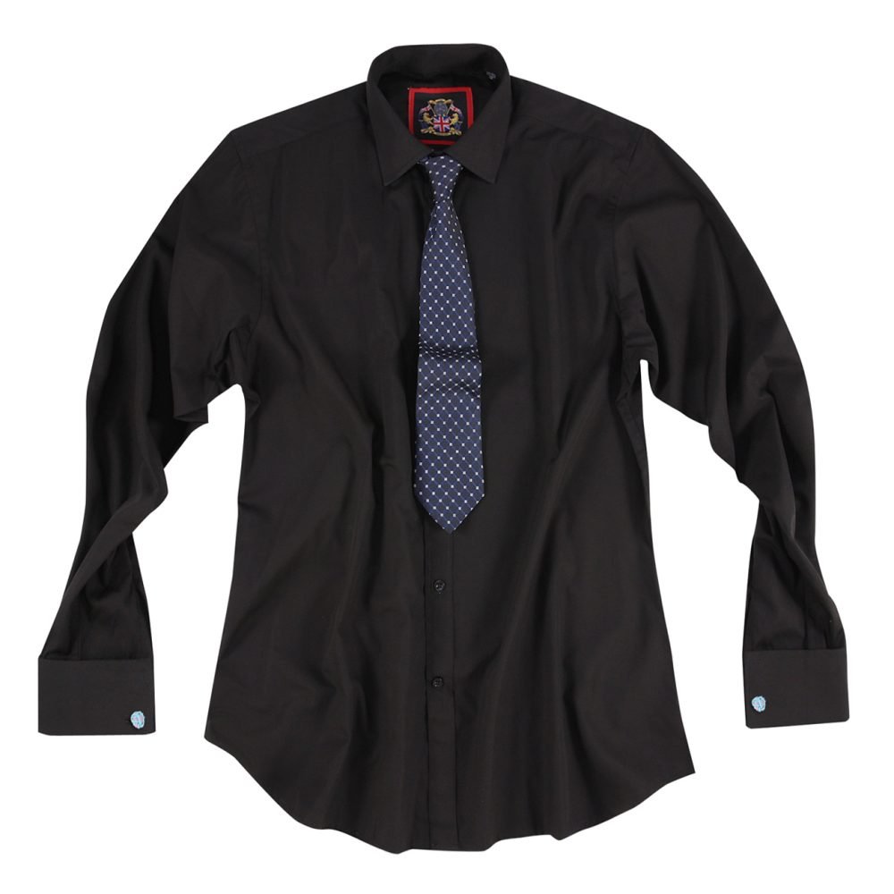 The London Plain Mens Shirt, Regular Fit, Classic Formal Dress Wear, Single & Double Cuff Option, Black - Image 7
