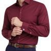 The London Plain Mens Shirt, Regular Fit, Classic Formal Dress Wear, Single & Double Cuff Option, Burgundy - Thumbnail Image 1