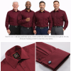 The London Plain Mens Shirt, Regular Fit, Classic Formal Dress Wear, Single & Double Cuff Option, Burgundy - Thumbnail Image 4