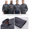 The London Plain Mens Shirt, Regular Fit, Classic Formal Dress Wear, Single & Double Cuff Option, Grey - Thumbnail Image 4