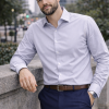 The London Plain Mens Shirt, Regular Fit, Classic Formal Dress Wear, Single & Double Cuff Option, Light Grey - Thumbnail Image 2