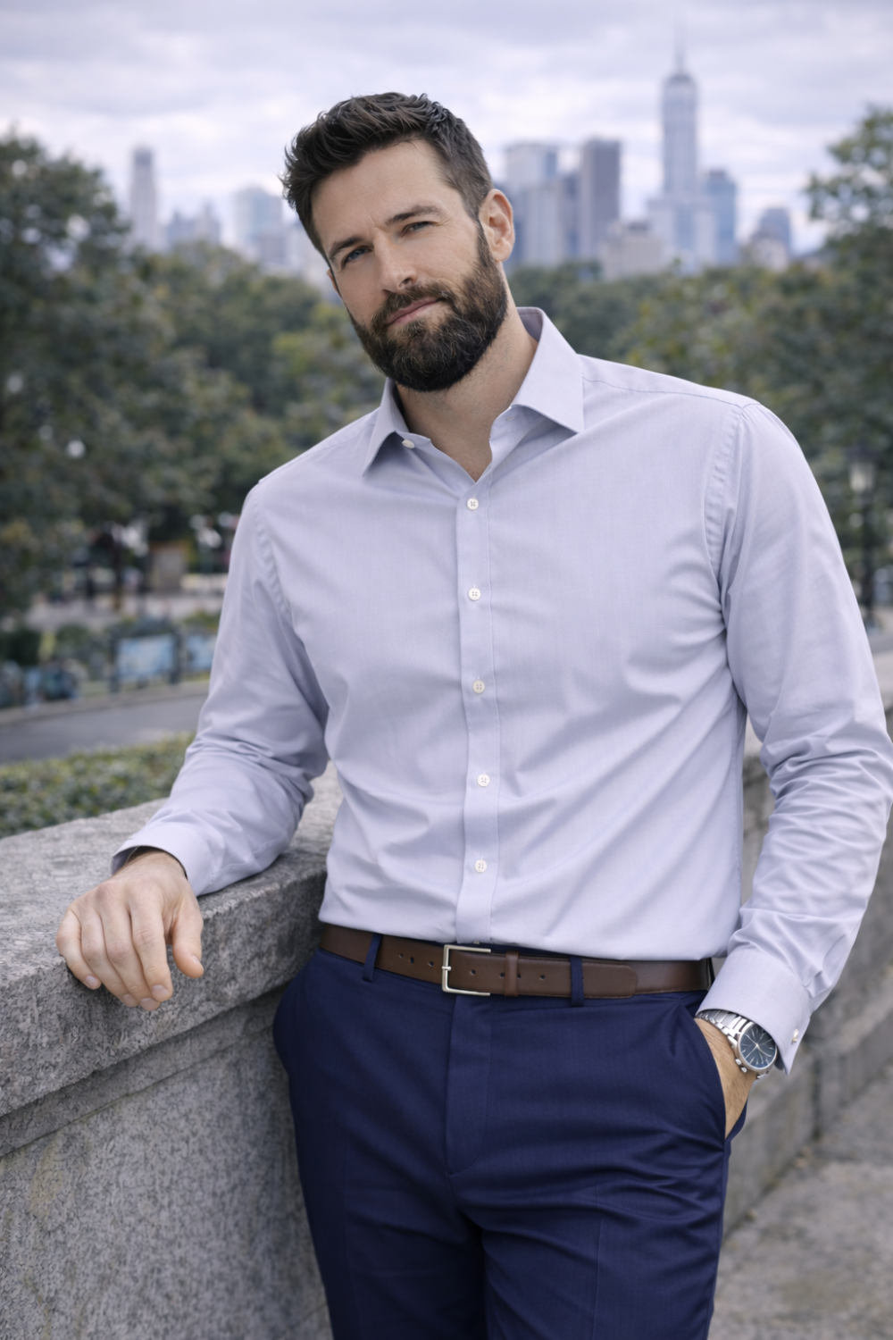 The London Plain Mens Shirt, Regular Fit, Classic Formal Dress Wear, Single & Double Cuff Option, Light Grey - Image 3