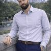 The London Plain Mens Shirt, Regular Fit, Classic Formal Dress Wear, Single & Double Cuff Option, Light Grey - Thumbnail Image 3
