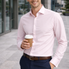 The London Plain Mens Shirt, Regular Fit, Classic Formal Dress Wear, Single & Double Cuff Option, Pink - Thumbnail Image 2