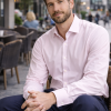 The London Plain Mens Shirt, Regular Fit, Classic Formal Dress Wear, Single & Double Cuff Option, Pink - Thumbnail Image 3