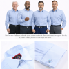 The London Plain Mens Shirt, Regular Fit, Classic Formal Dress Wear, Single & Double Cuff Option, Sky Blue - Thumbnail Image 4