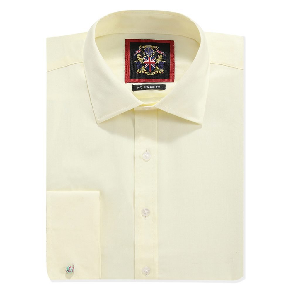 The London Plain Mens Shirt, Regular Fit, Classic Formal Dress Wear, Single & Double Cuff Option, Fresh Primrose Lemon - Image 4