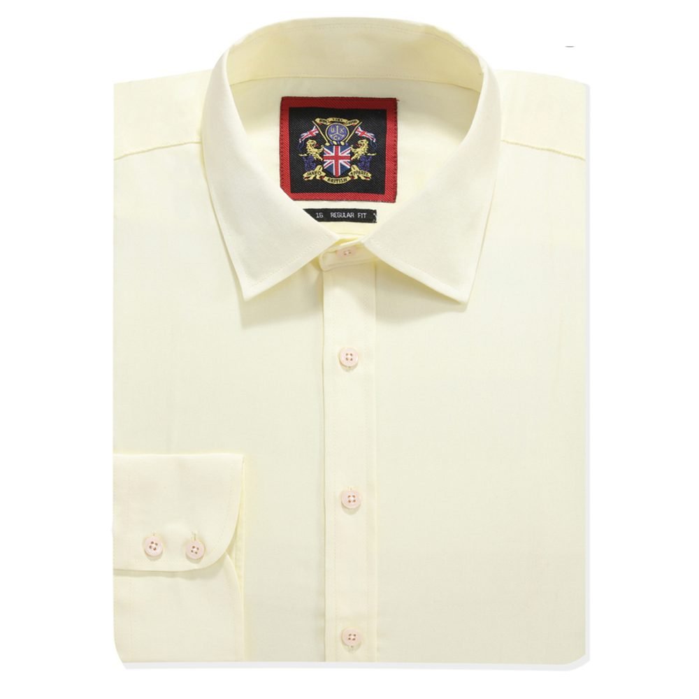 The London Plain Mens Shirt, Regular Fit, Classic Formal Dress Wear, Single & Double Cuff Option, Fresh Primrose Lemon - Image 7