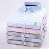 Cool Grey - Mens Long Sleeve Stripe Oxford Shirt. The Kensington Button Down Collar & Pocket. Authentic Oxford Fabric - Thumbnail Image 15