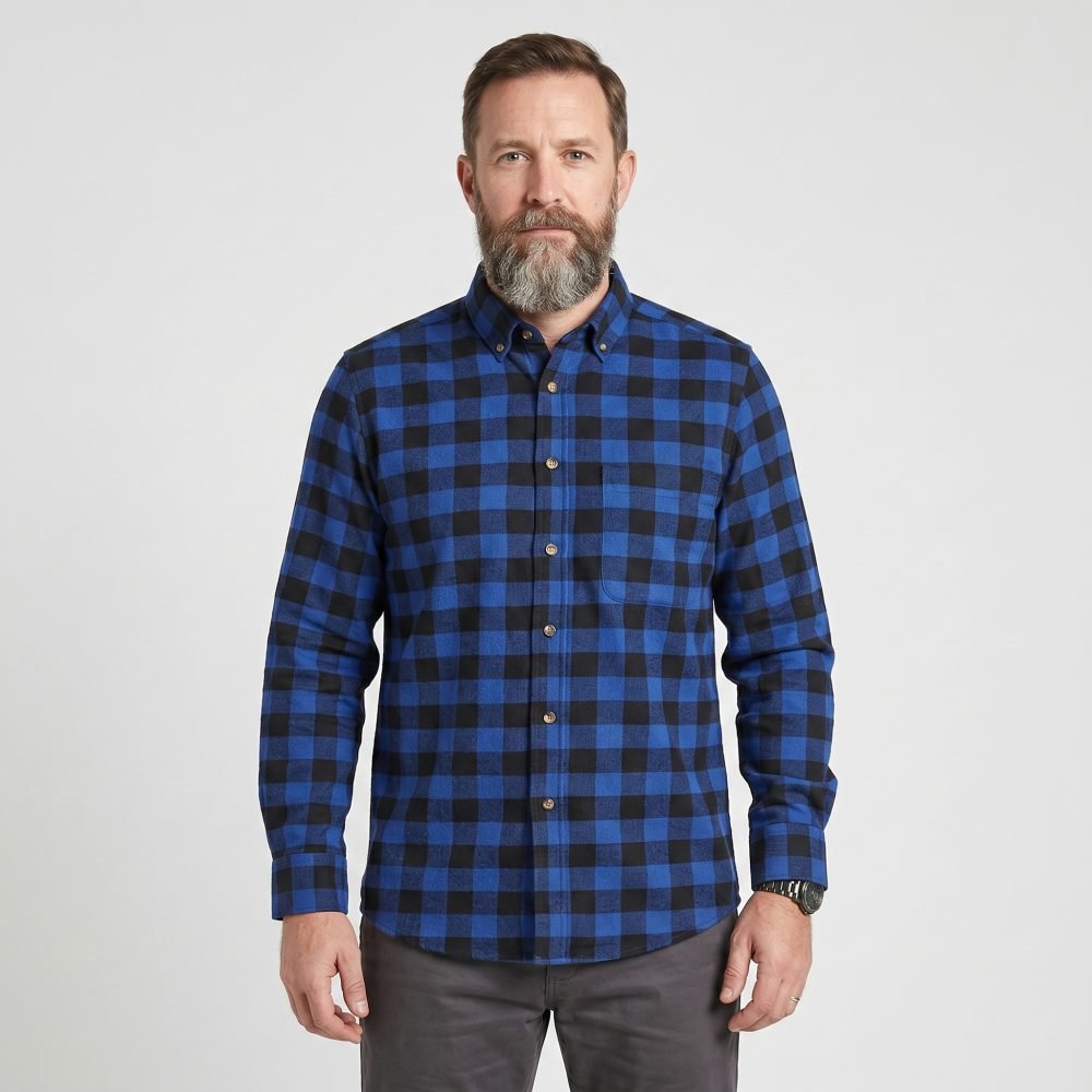 Mens Tartan Check Shirts Lumberjack Flannel Style by Janeo British Apparel. Queen Royal Blue - Image 1