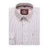Sand - Mens Long Sleeve Stripe Oxford Shirt. The Kensington Button Down Collar & Pocket. Authentic Oxford Fabric - Thumbnail Image 6