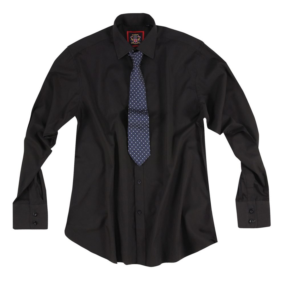 The London Plain Mens Shirt, Regular Fit, Classic Formal Dress Wear, Single & Double Cuff Option, Black - Image 5
