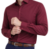 The London Plain Mens Shirt, Regular Fit, Classic Formal Dress Wear, Single & Double Cuff Option, Burgundy - Thumbnail Image 14