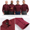 The London Plain Mens Shirt, Regular Fit, Classic Formal Dress Wear, Single & Double Cuff Option, Burgundy - Thumbnail Image 7