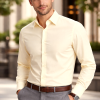 The London Plain Mens Shirt, Regular Fit, Classic Formal Dress Wear, Single & Double Cuff Option, Fresh Primrose Lemon - Thumbnail Image 2