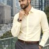The London Plain Mens Shirt, Regular Fit, Classic Formal Dress Wear, Single & Double Cuff Option, Fresh Primrose Lemon - Thumbnail Image 3