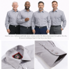 The London Plain Mens Shirt, Regular Fit, Classic Formal Dress Wear, Single & Double Cuff Option, Light Grey - Thumbnail Image 8