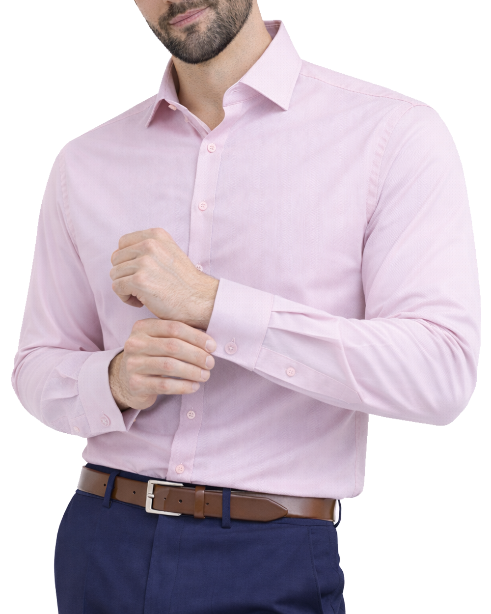 The London Plain Mens Shirt, Regular Fit, Classic Formal Dress Wear, Single & Double Cuff Option, Pink - Image 6