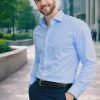 The London Plain Mens Shirt, Regular Fit, Classic Formal Dress Wear, Single & Double Cuff Option, Porcelain Blue - Thumbnail Image 3