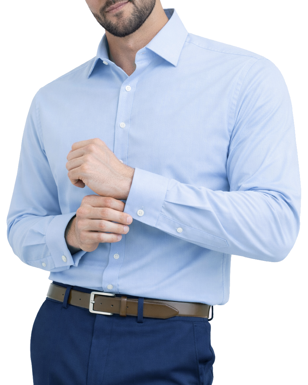 The London Plain Mens Shirt, Regular Fit, Classic Formal Dress Wear, Single & Double Cuff Option, Sky Blue - Image 6