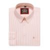 Somerset Peachy Peach - Mens Long Sleeve Stripe Oxford Shirt. The Kensington Button Down Collar & Pocket. Authentic Oxford Fabric - Thumbnail Image 6