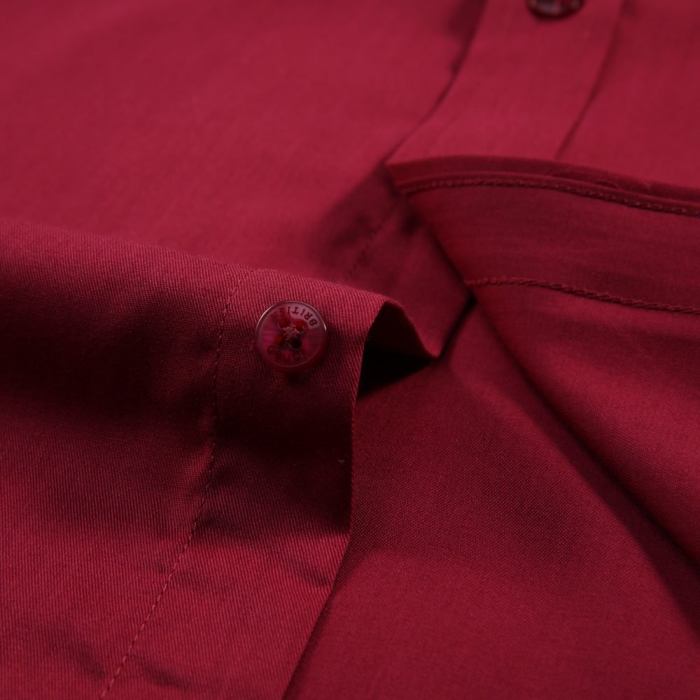 The London Plain Mens Shirt, Regular Fit, Classic Formal Dress Wear, Single & Double Cuff Option, Burgundy - Image 11