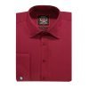 The London Plain Mens Shirt, Regular Fit, Classic Formal Dress Wear, Single & Double Cuff Option, Burgundy - Thumbnail Image 5