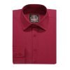 The London Plain Mens Shirt, Regular Fit, Classic Formal Dress Wear, Single & Double Cuff Option, Burgundy - Thumbnail Image 6