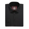 The London Plain Mens Shirt, Regular Fit, Classic Formal Dress Wear, Single & Double Cuff Option, Black - Thumbnail Image 9