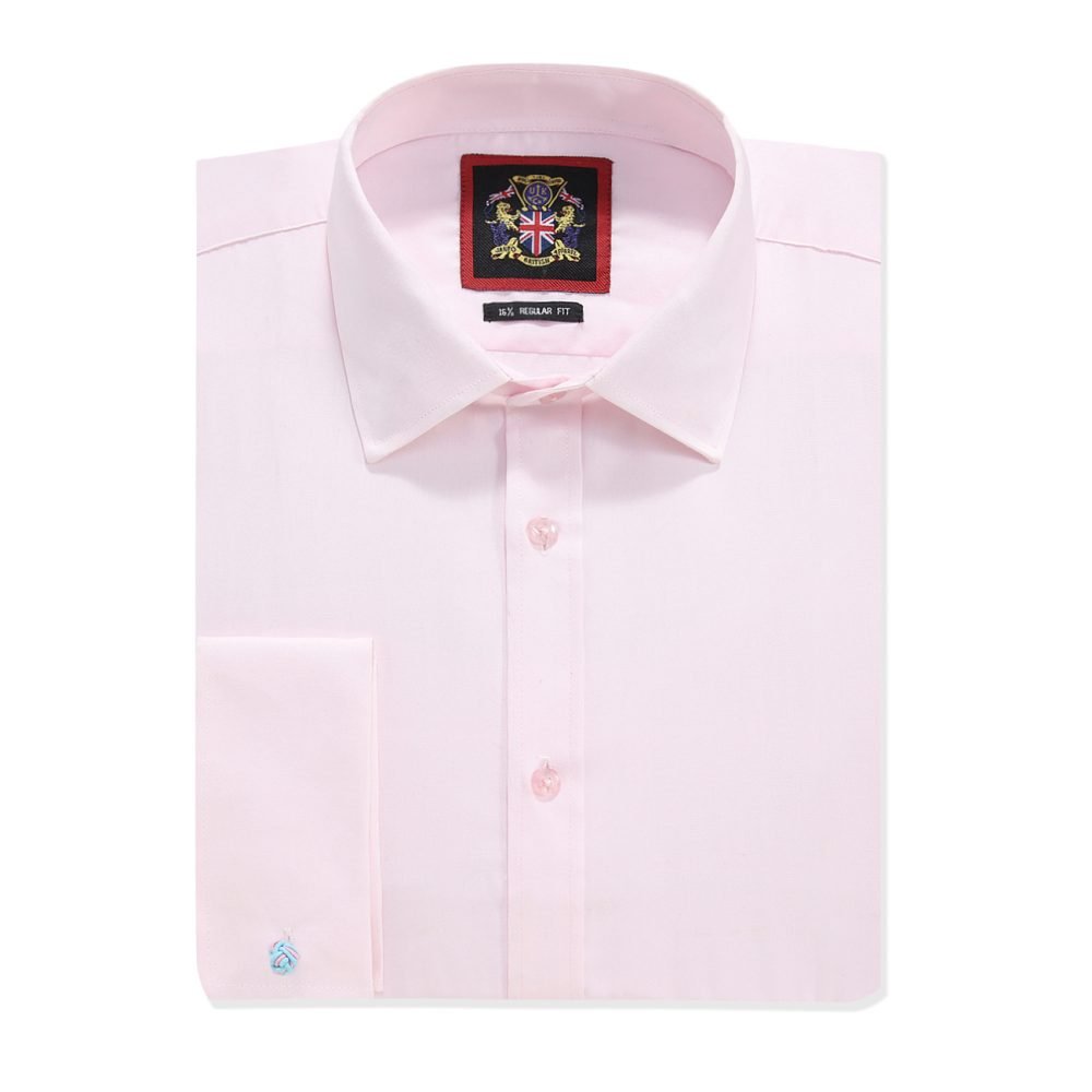 The London Plain Mens Shirt, Regular Fit, Classic Formal Dress Wear, Single & Double Cuff Option, Pink - Image 5