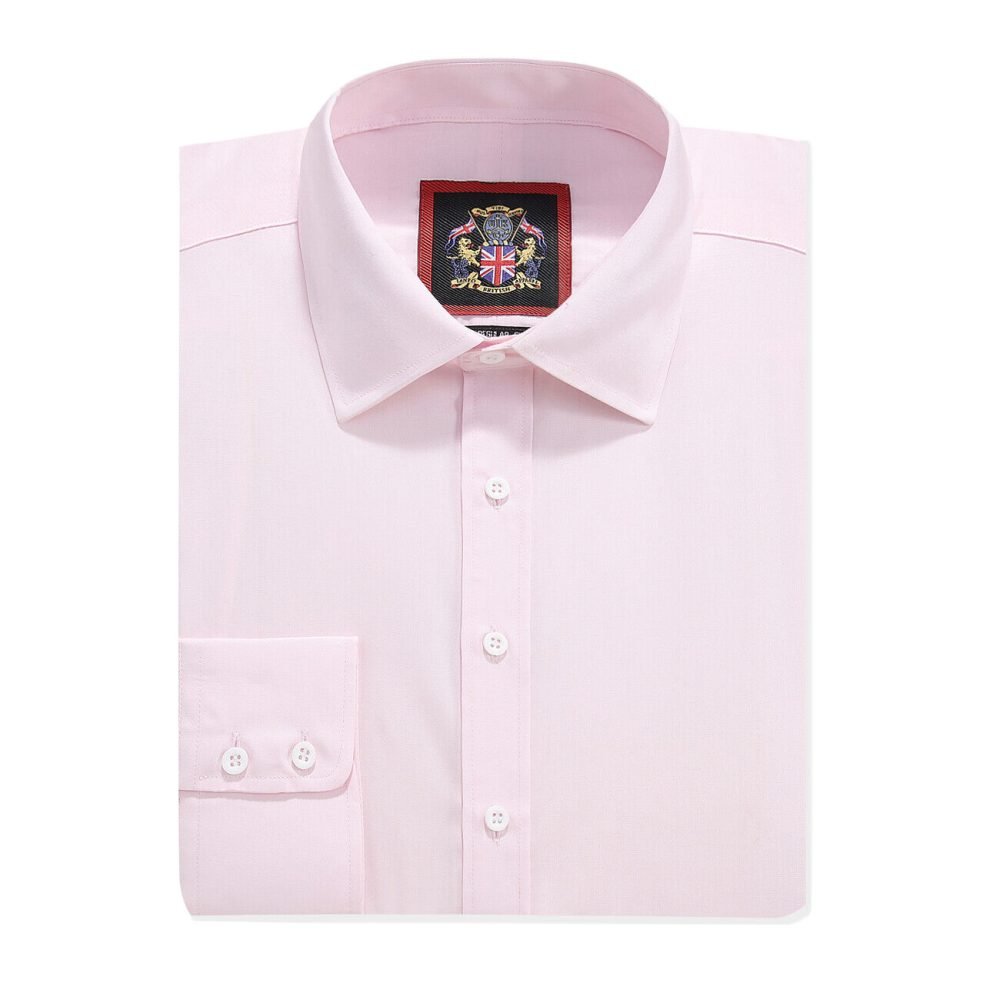 The London Plain Mens Shirt, Regular Fit, Classic Formal Dress Wear, Single & Double Cuff Option, Pink - Image 8