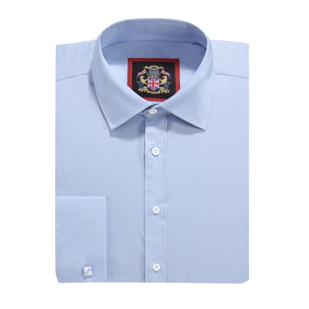 The London Plain Mens Shirt, Regular Fit, Classic Formal Dress Wear, Single & Double Cuff Option, Porcelain Blue - Image 5