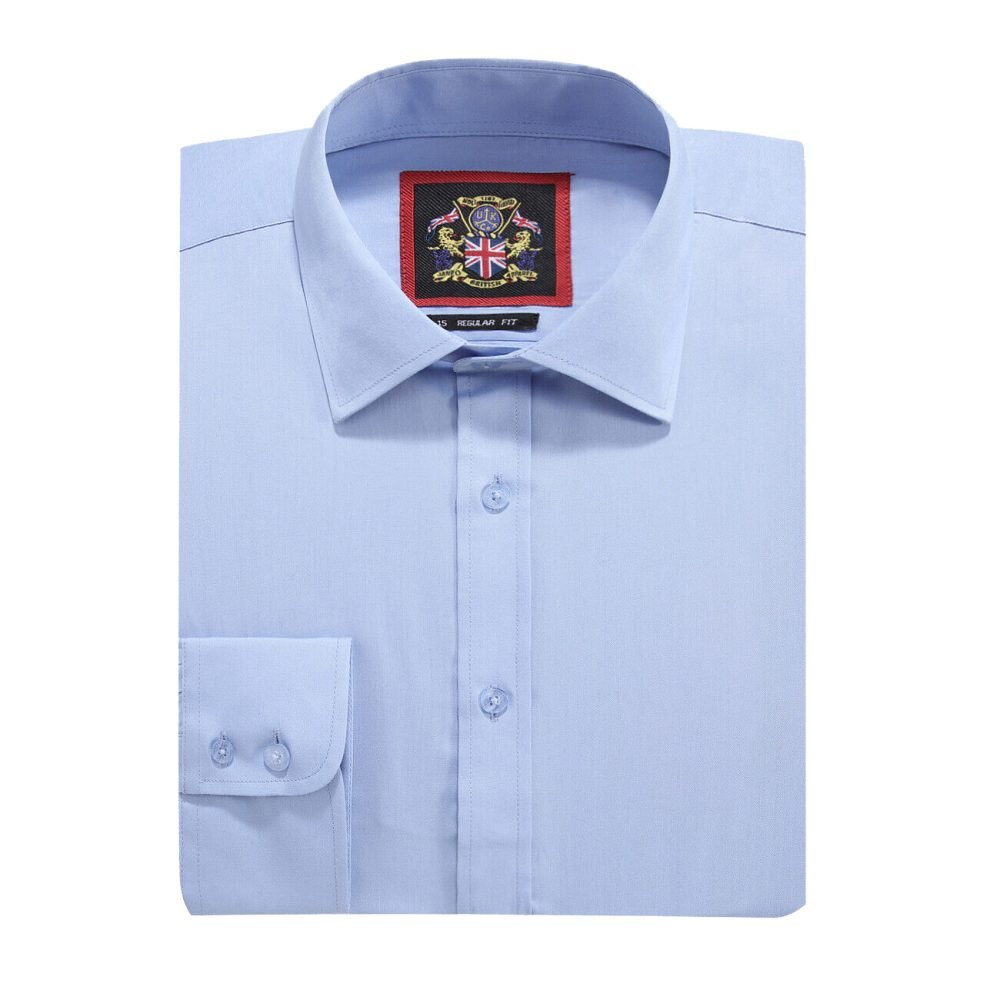 The London Plain Mens Shirt, Regular Fit, Classic Formal Dress Wear, Single & Double Cuff Option, Porcelain Blue - Image 8